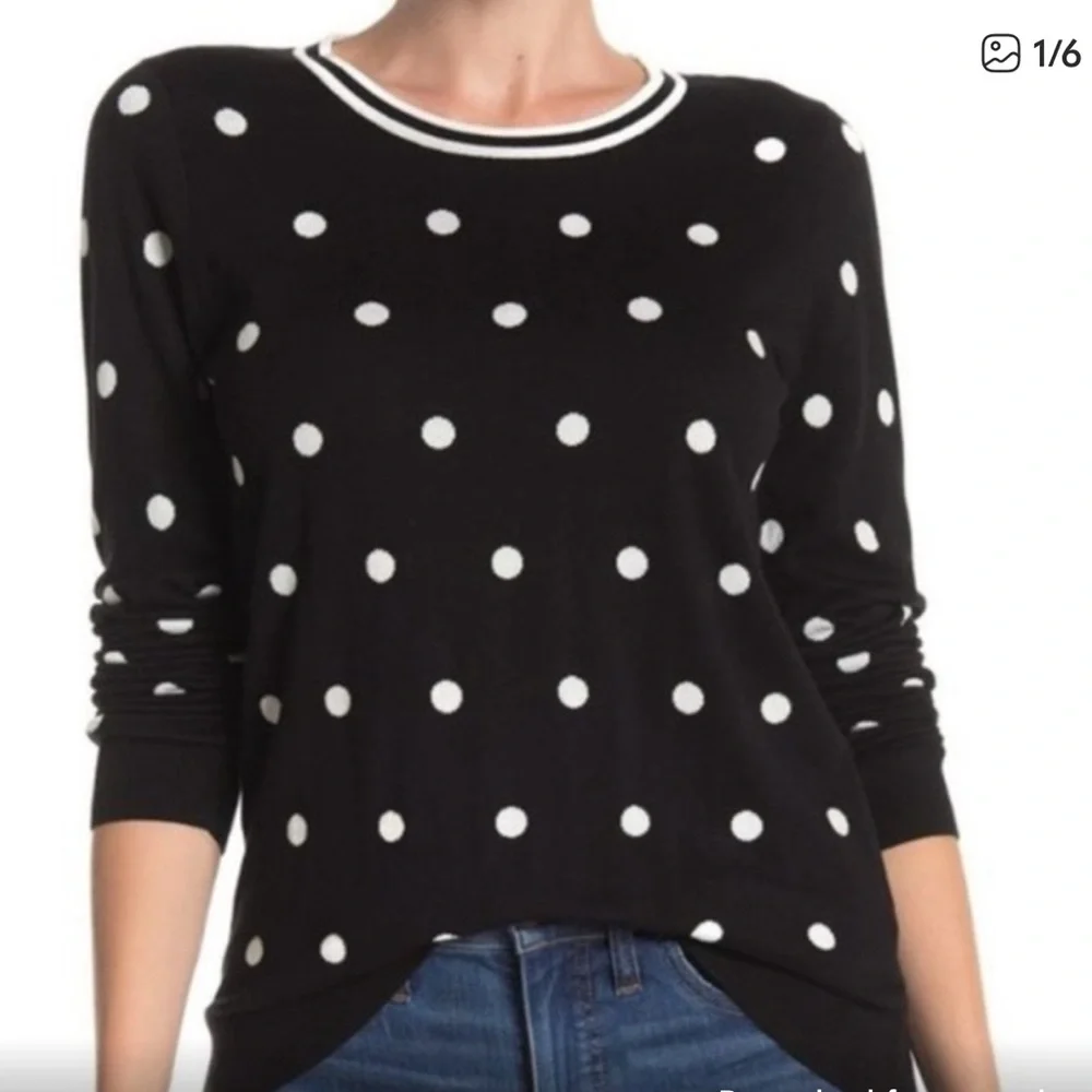 J. Crew Polka Dot Crew Neck Pullover Sweater Size M